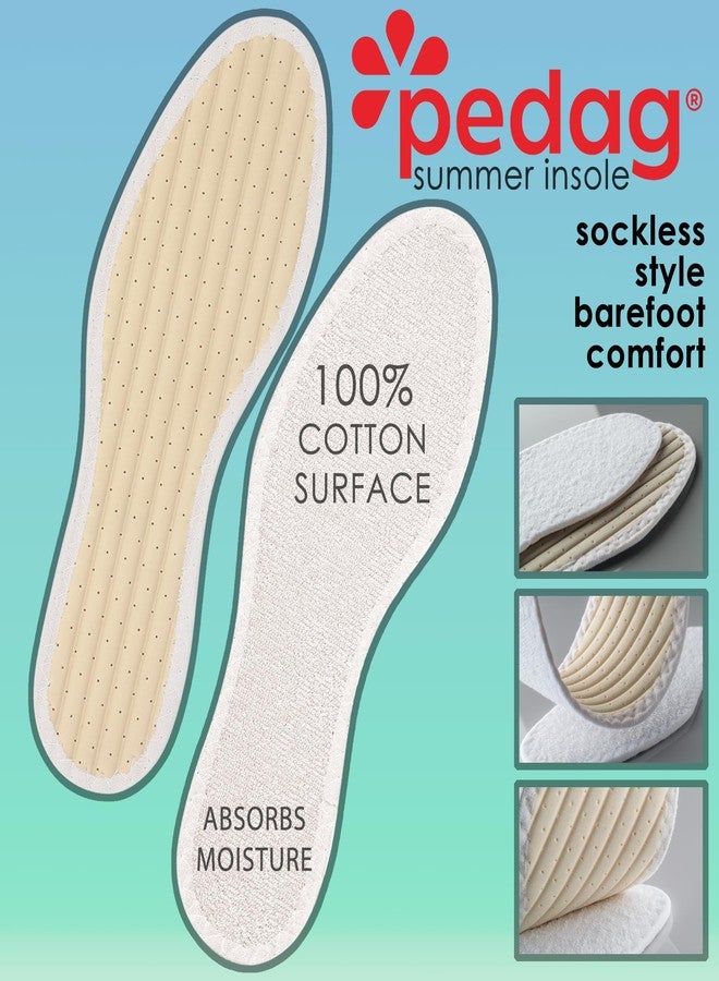 Pedag Summer, Pure Terry Cotton Insoles, Handmade in Germany, Absorbs Sweat & Controls Odor, Ideal for Wear Without Socks, Washable, US Men 15/ EU 48, White, 1 Pair - Image 2